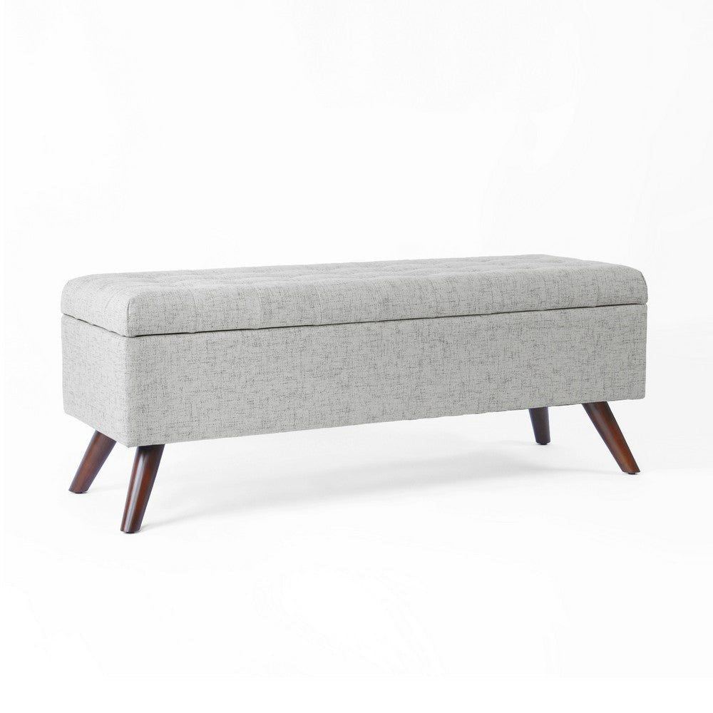 Eva Storage Bench Ottoman | Cloud Gray Woven Polyester | Brown | 48"