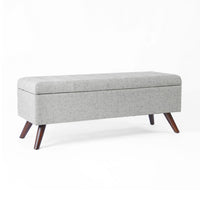 Eva Storage Bench Ottoman | Cloud Gray Woven Polyester | Brown | 48"