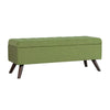 Eva Storage Bench Ottoman | Olive Green Woven Polyester | Brown | 48"