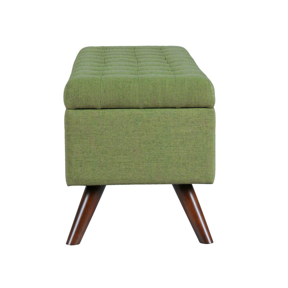 Eva Storage Bench Ottoman | Olive Green Woven Polyester | Brown | 48’’ BM334191