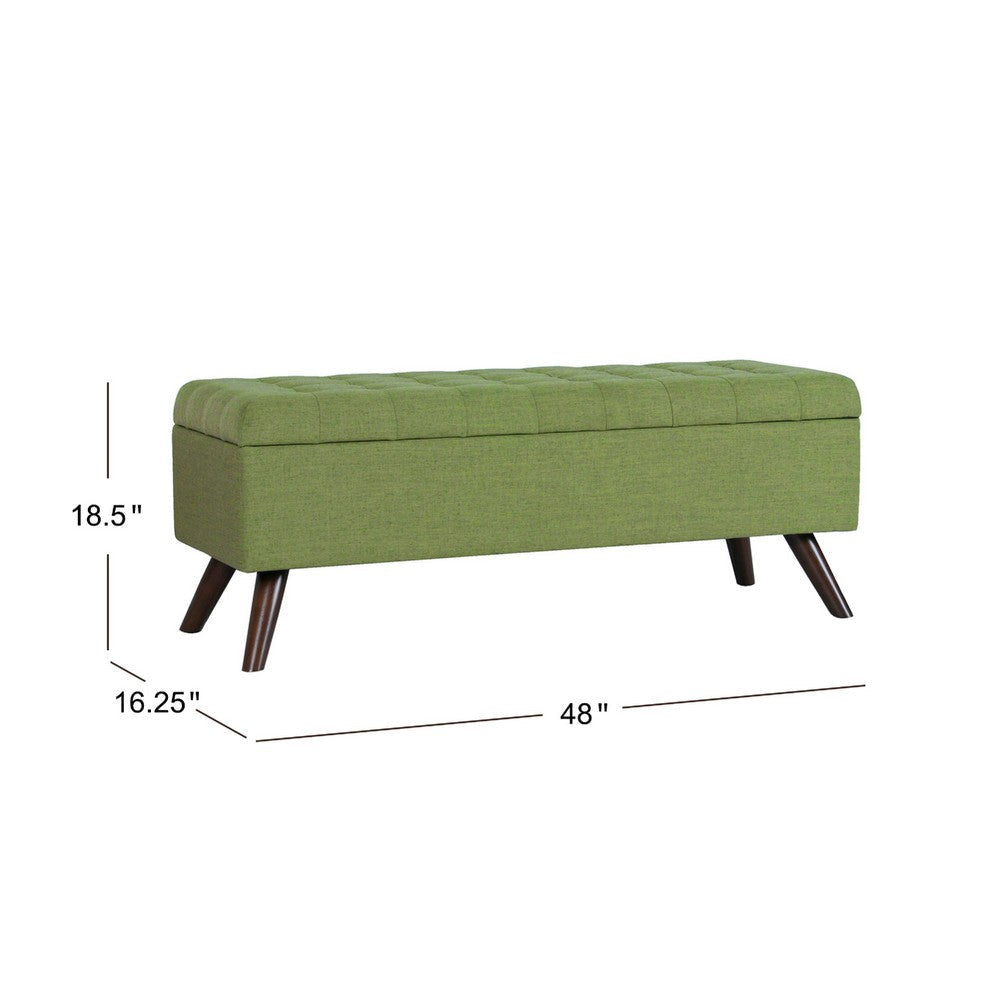 Eva Storage Bench Ottoman | Olive Green Woven Polyester | Brown | 48’’ BM334191