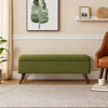 Eva Storage Bench Ottoman | Olive Green Woven Polyester | Brown | 48"