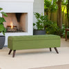 Eva Storage Bench Ottoman | Olive Green Woven Polyester | Brown | 48"