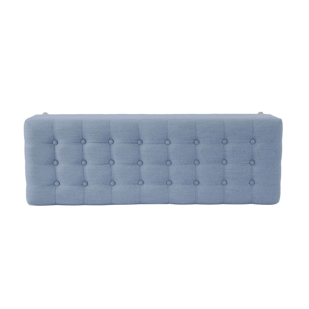 Eva Storage Bench Ottoman | French Blue Woven Polyester | Brown | 48’’