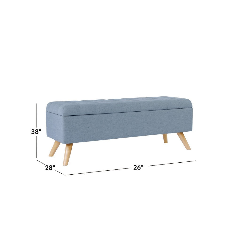 Eva Storage Bench Ottoman | French Blue Woven Polyester | Brown | 48’’