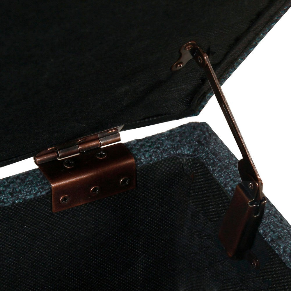 Leo Square Storage Ottoman | Textured Navy Blue | Dark Brown | 32’’ BM334193