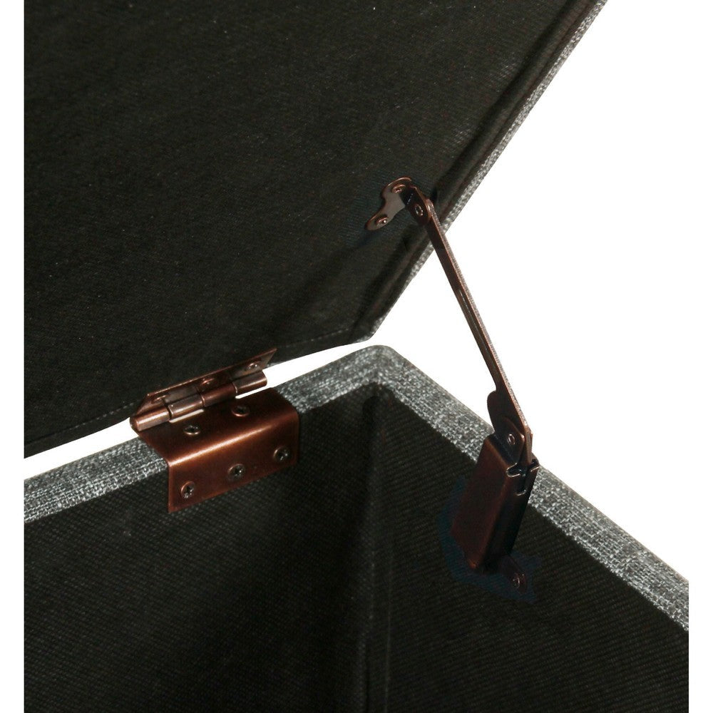 Leo Square Storage Ottoman | Textured Slate Gray | Dark Brown | 32’’ BM334194