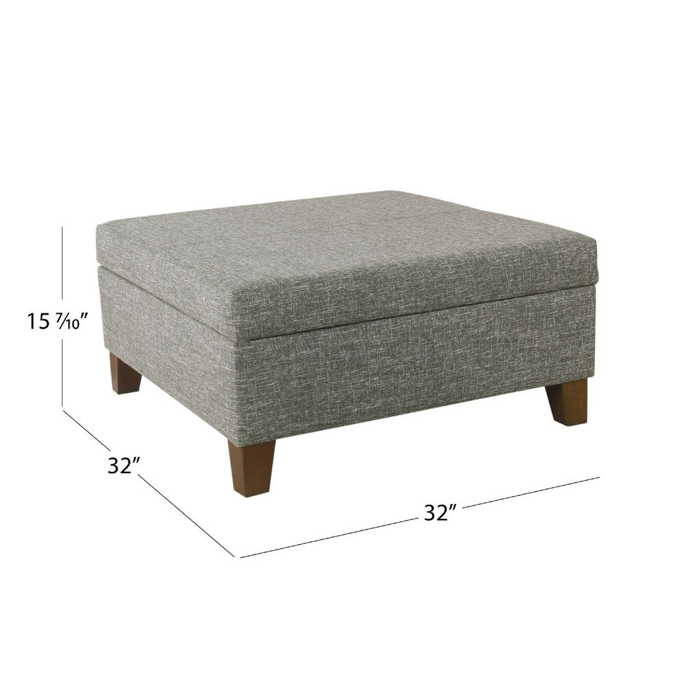 Leo Square Storage Ottoman | Textured Slate Gray | Dark Brown | 32’’ BM334194