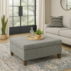 Leo Square Storage Ottoman | Textured Slate Gray | Dark Brown | 32"