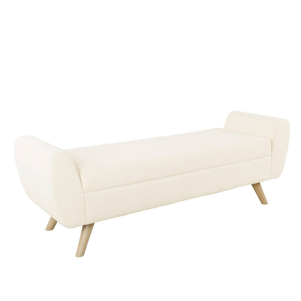 Rae Storage Bench Ottoman with Arms | Cream Sherpa | Brown | 60"