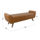 Rae Storage Bench Ottoman with Arms | Brown Faux Leather | Wood | 60’’
