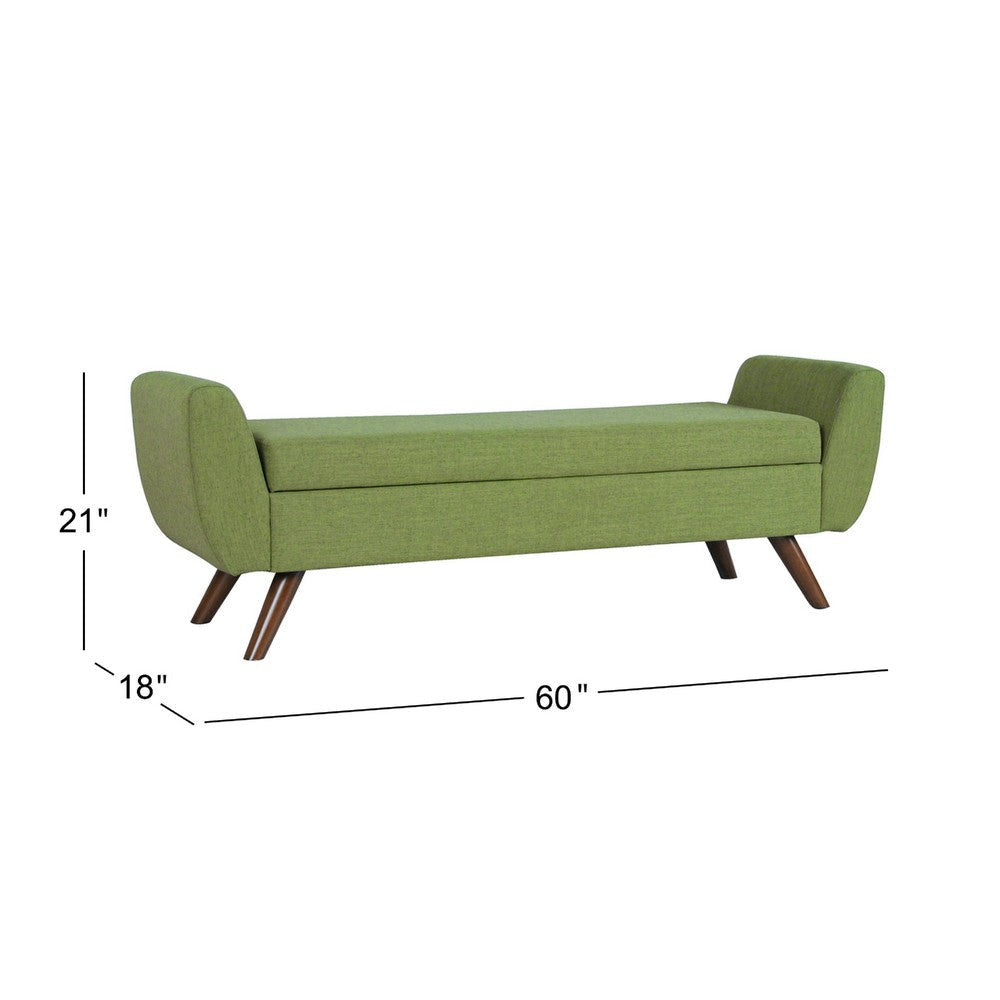 Rae Storage Bench Ottoman with Arms | Olive Green Woven Fabric | 60’’ BM334198