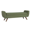 Rae Storage Bench Ottoman with Arms | Olive Green Woven Fabric | 60"