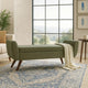 Rae Storage Bench Ottoman with Arms | Olive Green Woven Fabric | 60"
