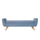 Rae Storage Bench Ottoman with Arms | French Blue Woven Fabric | 60"