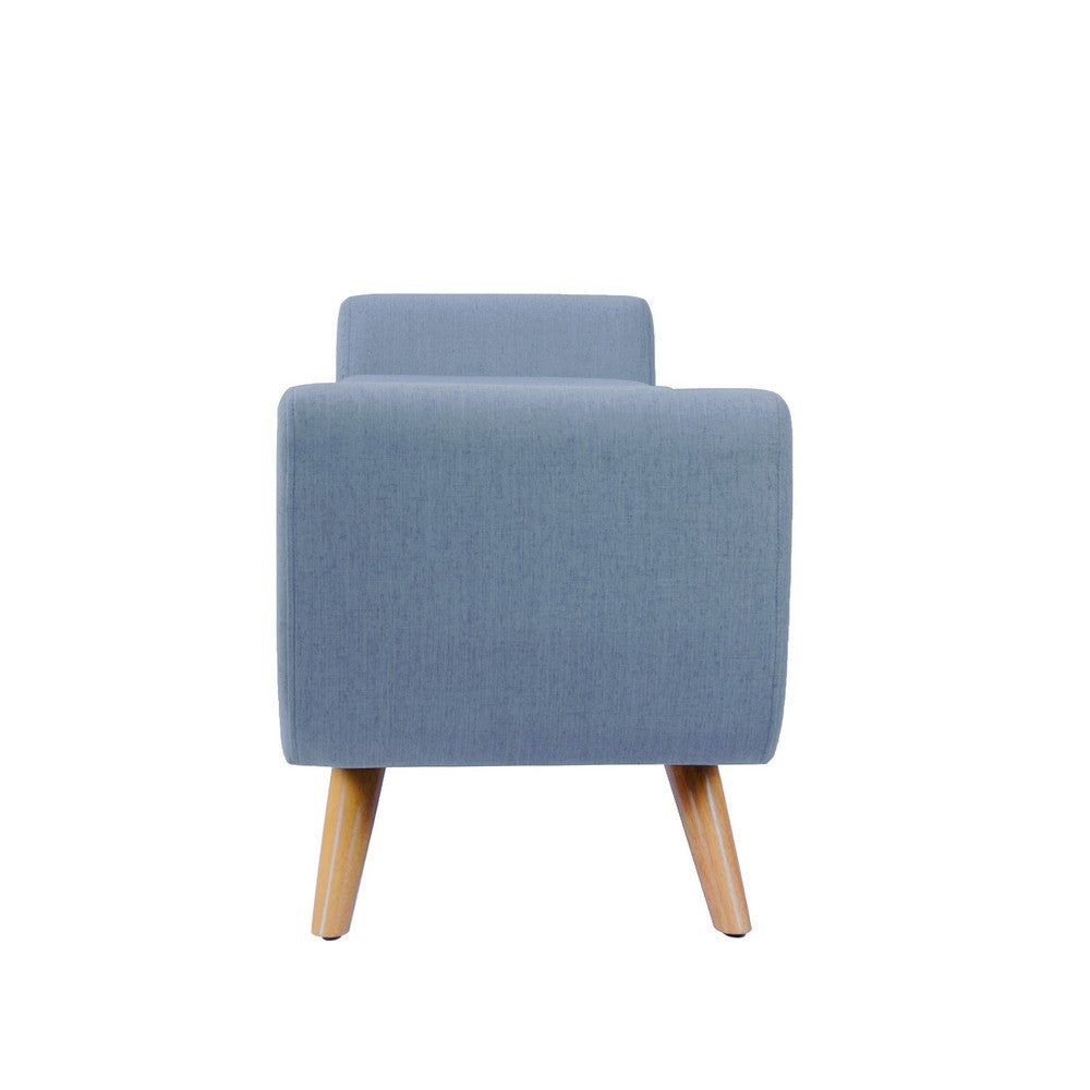 Rae Storage Bench Ottoman with Arms | French Blue Woven Fabric | 60"
