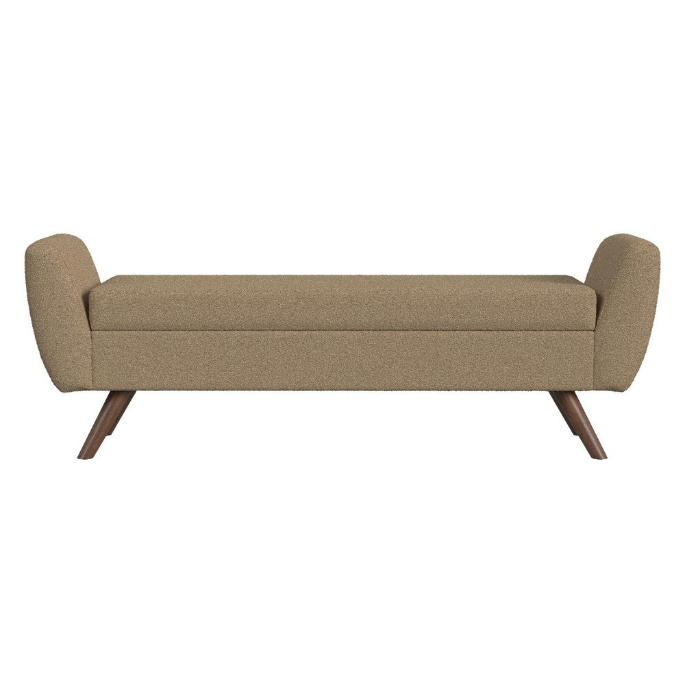 Rae Storage Bench Ottoman with Arms | Light Brown Boucle | 60"