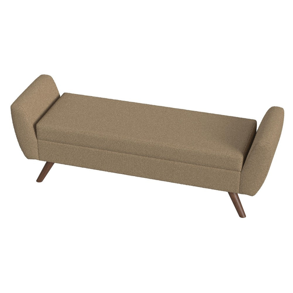 Rae Storage Bench Ottoman with Arms | Light Brown Boucle | 60"