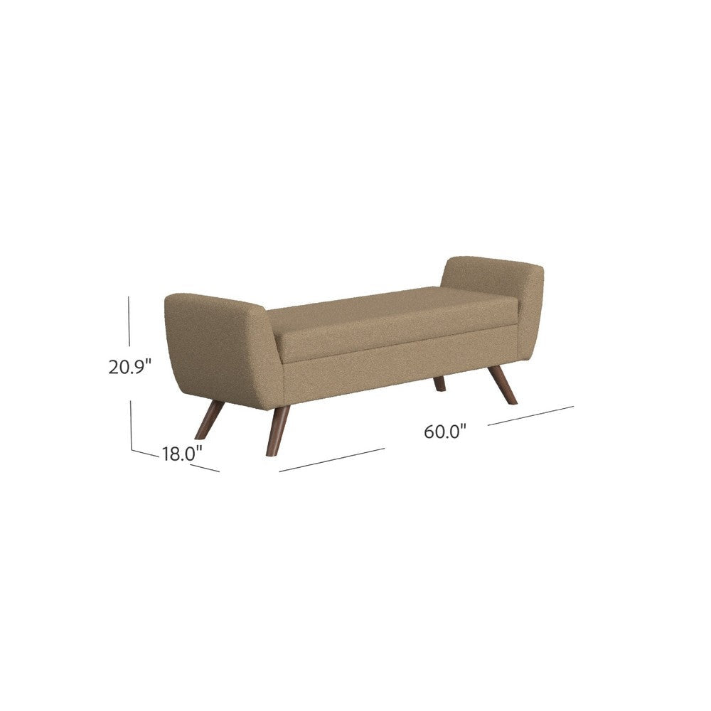 Rae Storage Bench Ottoman with Arms | Light Brown Boucle | 60’’ BM334200