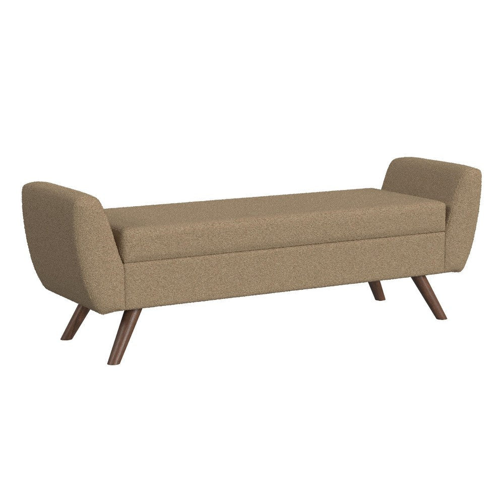 Rae Storage Bench Ottoman with Arms | Light Brown Boucle | 60"