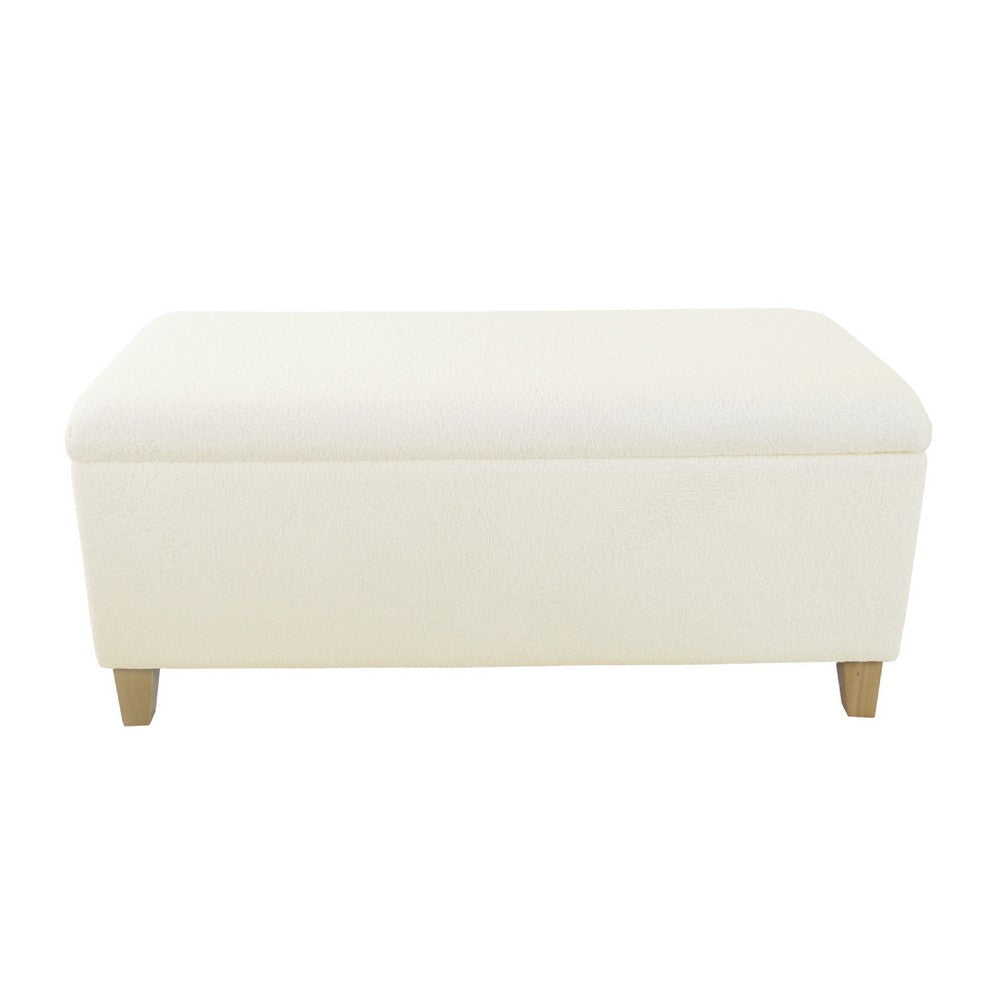 Liv Storage Bench Ottoman | Cream Sherpa | Natural Brown Wood | 42’’ BM334201