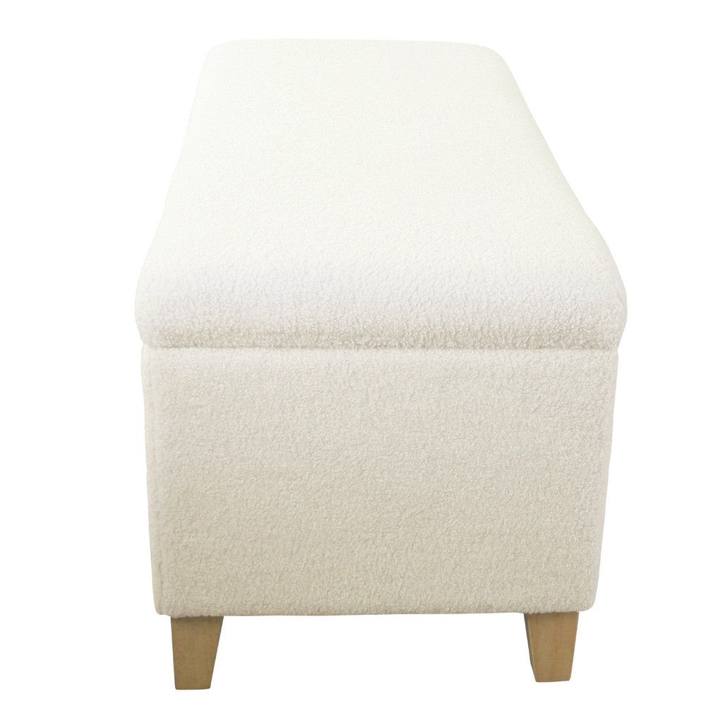 Liv Storage Bench Ottoman | Cream Sherpa | Natural Brown Wood | 42’’ BM334201