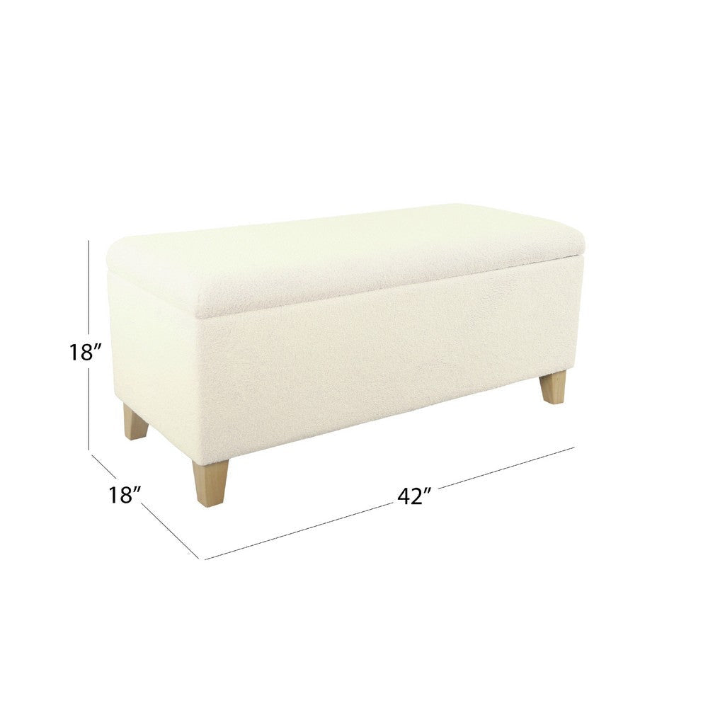 Liv Storage Bench Ottoman | Cream Sherpa | Natural Brown Wood | 42’’ BM334201