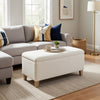 Liv Storage Bench Ottoman | Cream Sherpa | Natural Brown Wood | 42"