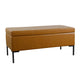 Ray Storage Bench Ottoman | Caramel Brown Faux Leather | Black | 42"