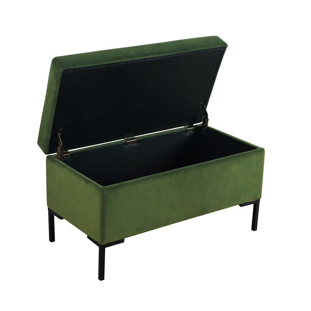 Ray Storage Bench Ottoman | Forest Green Velvet | Metal Legs | 32’’ BM334203