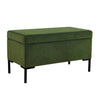 Ray Storage Bench Ottoman | Forest Green Velvet | Metal Legs | 32"