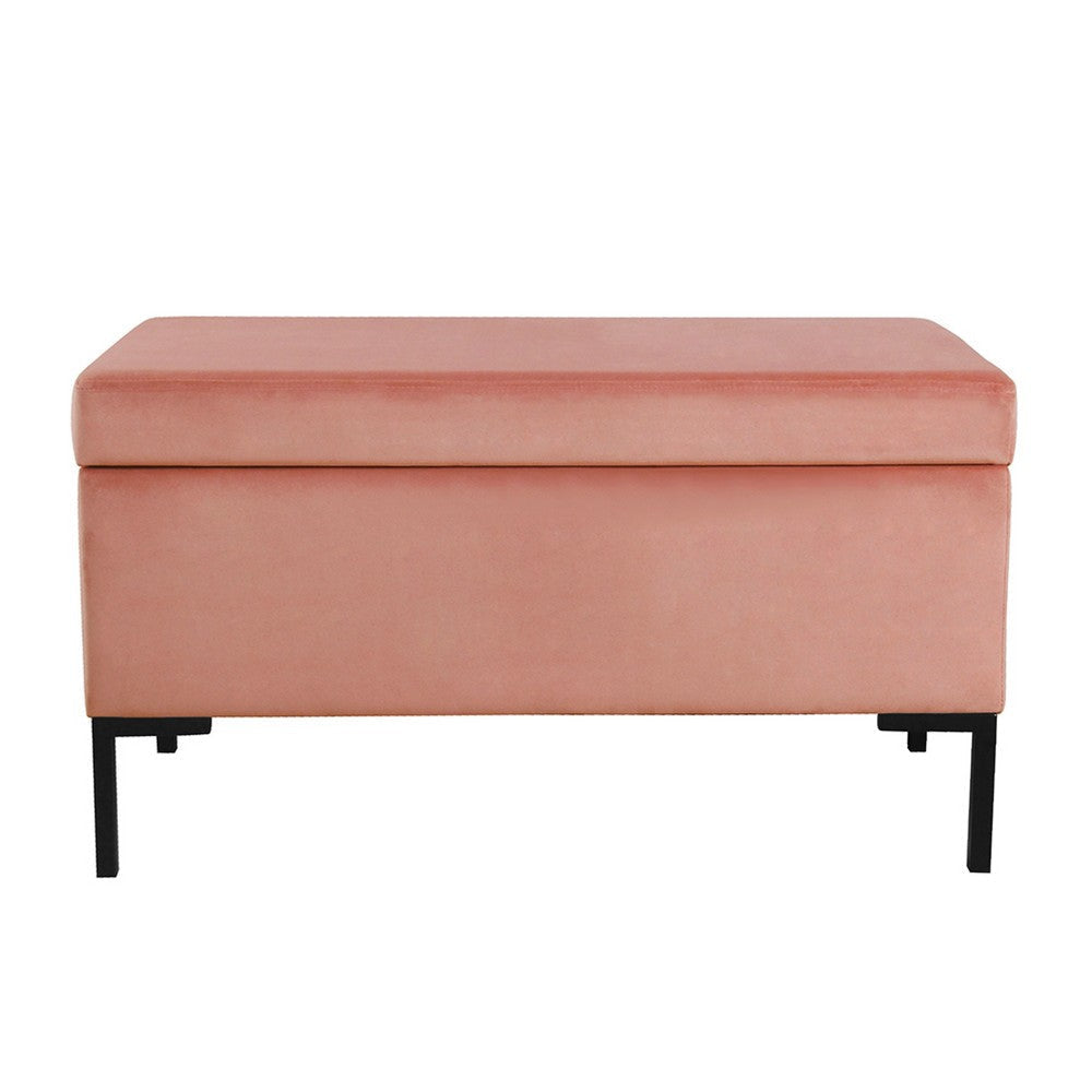 Ray Storage Bench Ottoman | Blush Pink Velvet | Metal Legs | 32’’ BM334204