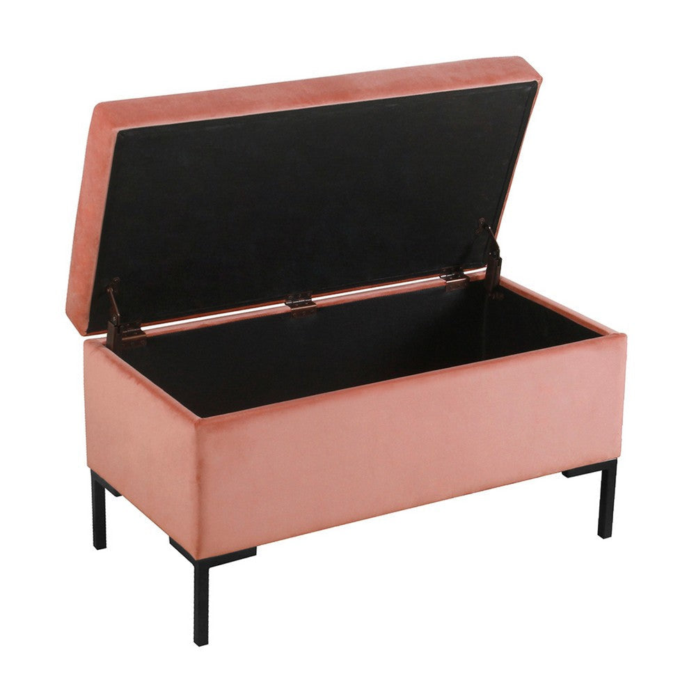 Ray Storage Bench Ottoman | Blush Pink Velvet | Metal Legs | 32’’ BM334204