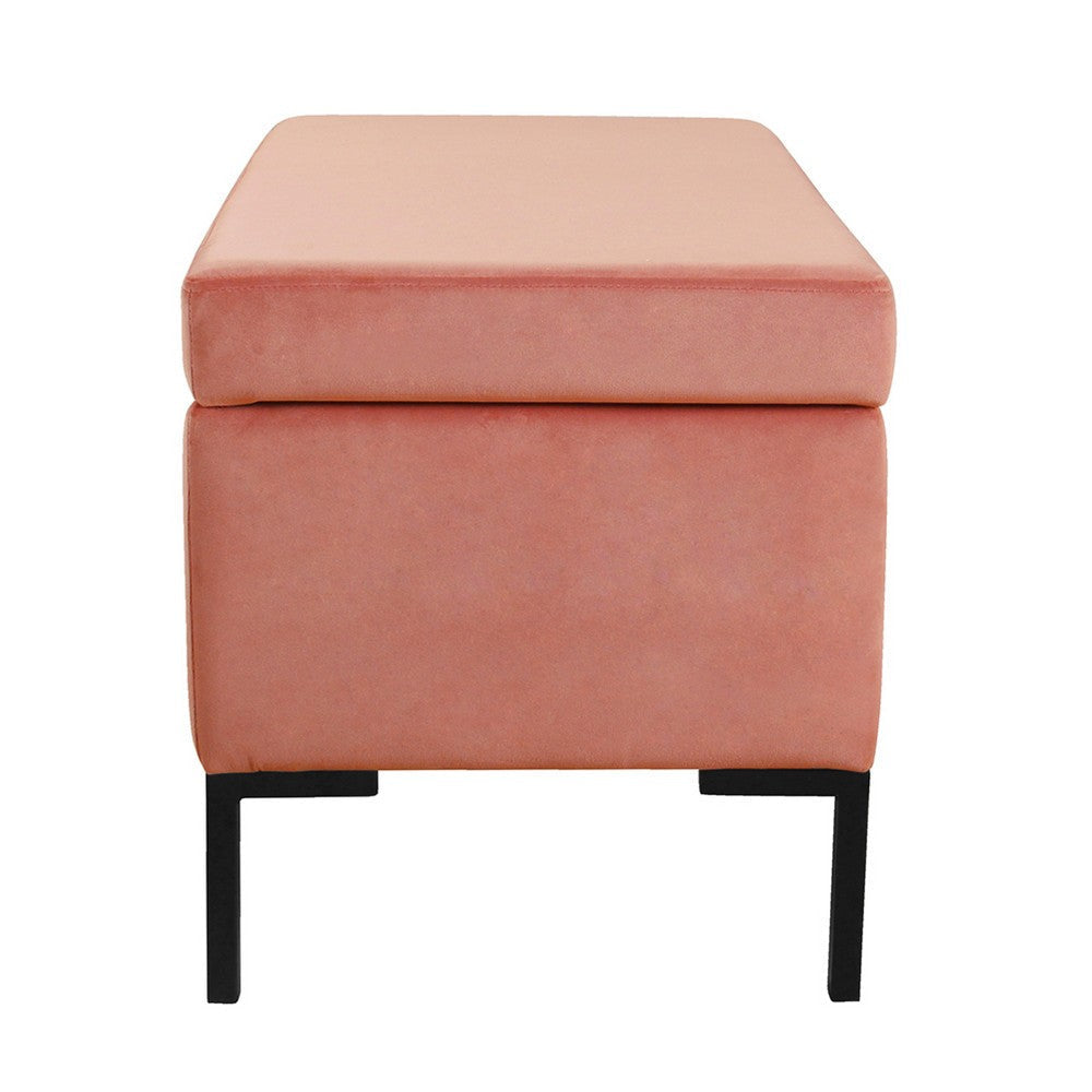 Ray Storage Bench Ottoman | Blush Pink Velvet | Metal Legs | 32’’ BM334204