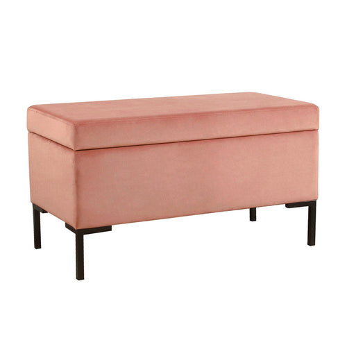Ray Storage Bench Ottoman | Blush Pink Velvet | Metal Legs | 32"