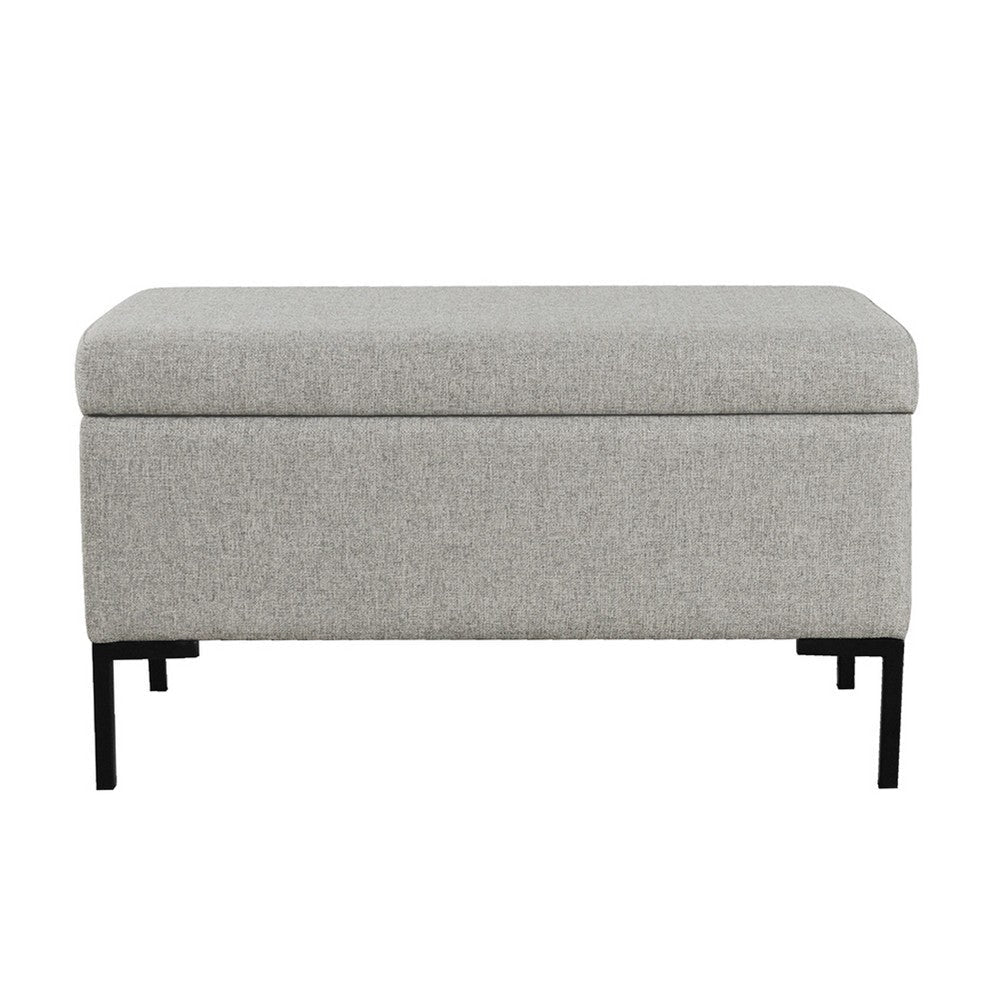 Ray Storage Bench Ottoman | Classic Gray Velvet | Metal Legs | 32’’