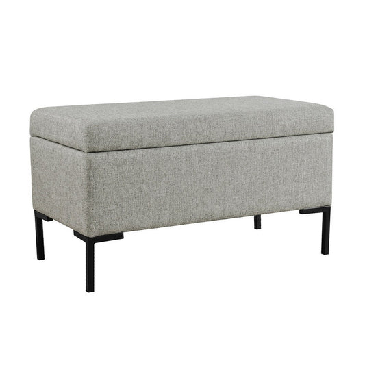 Ray Storage Bench Ottoman | Classic Gray Velvet | Metal Legs | 32"