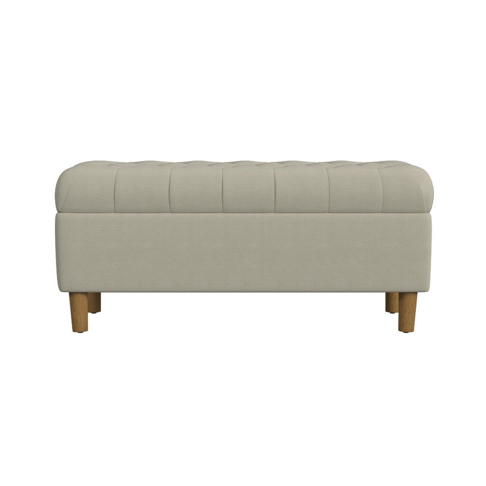Sol Storage Bench Ottoman | Tan Beige Velvet | Brown | 40"
