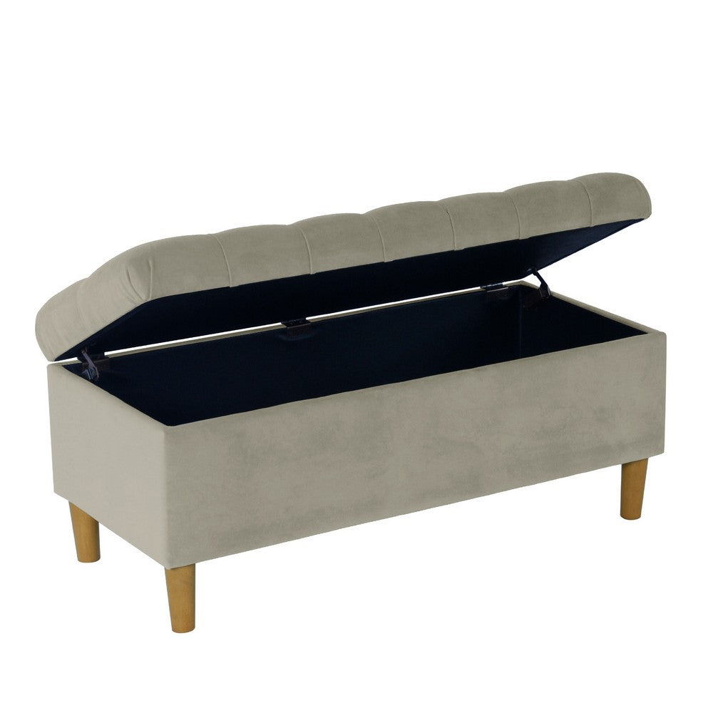 Sol Storage Bench Ottoman | Tan Beige Velvet | Brown | 40"
