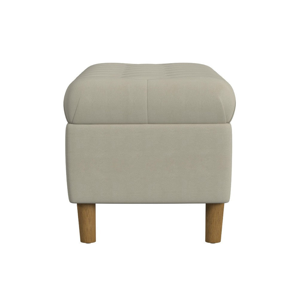 Sol Storage Bench Ottoman | Tan Beige Velvet | Brown | 40’’