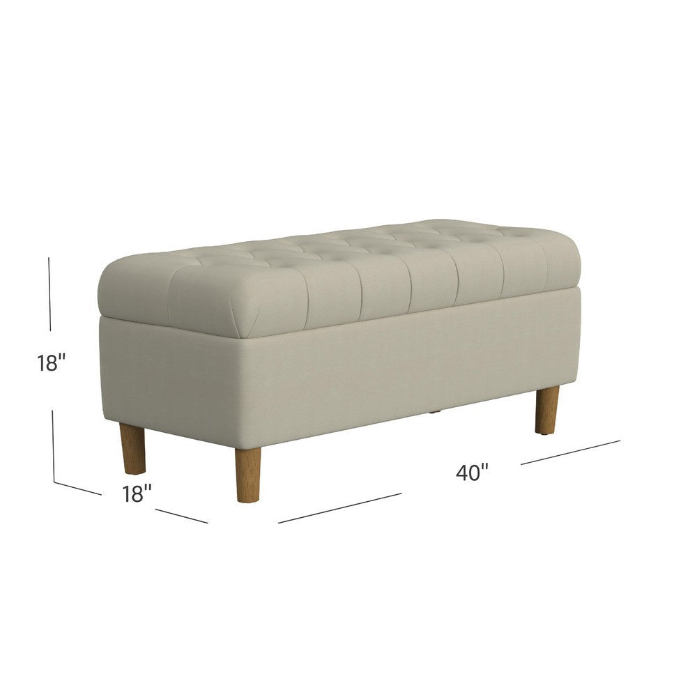 Sol Storage Bench Ottoman | Tan Beige Velvet | Brown | 40’’