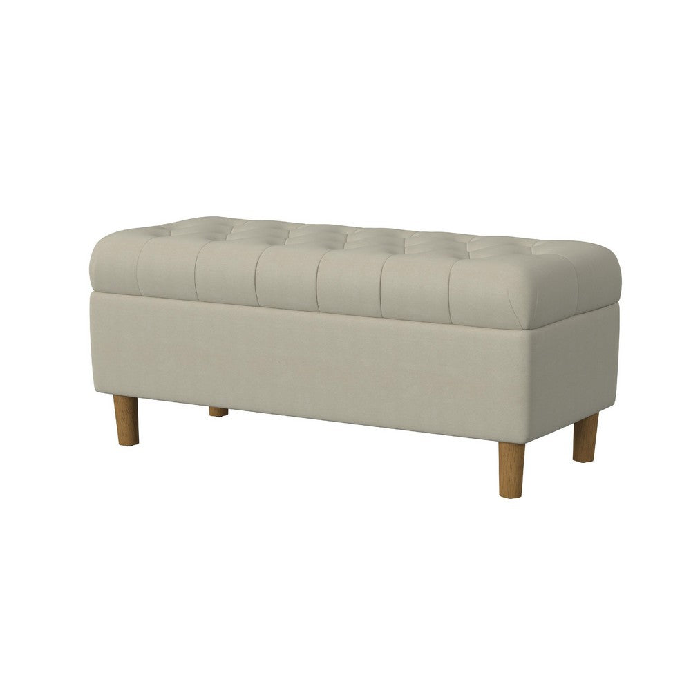 Sol Storage Bench Ottoman | Tan Beige Velvet | Brown | 40"