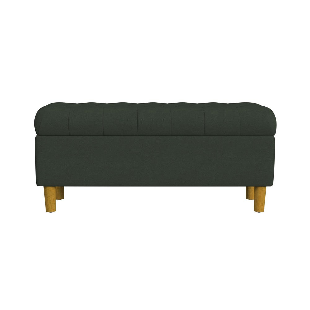 Sol Storage Bench Ottoman | Forest Green Soft Velvet | Brown | 40"