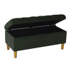 Sol Storage Bench Ottoman | Forest Green Soft Velvet | Brown | 40"
