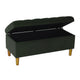 Sol Storage Bench Ottoman | Forest Green Soft Velvet | Brown | 40"