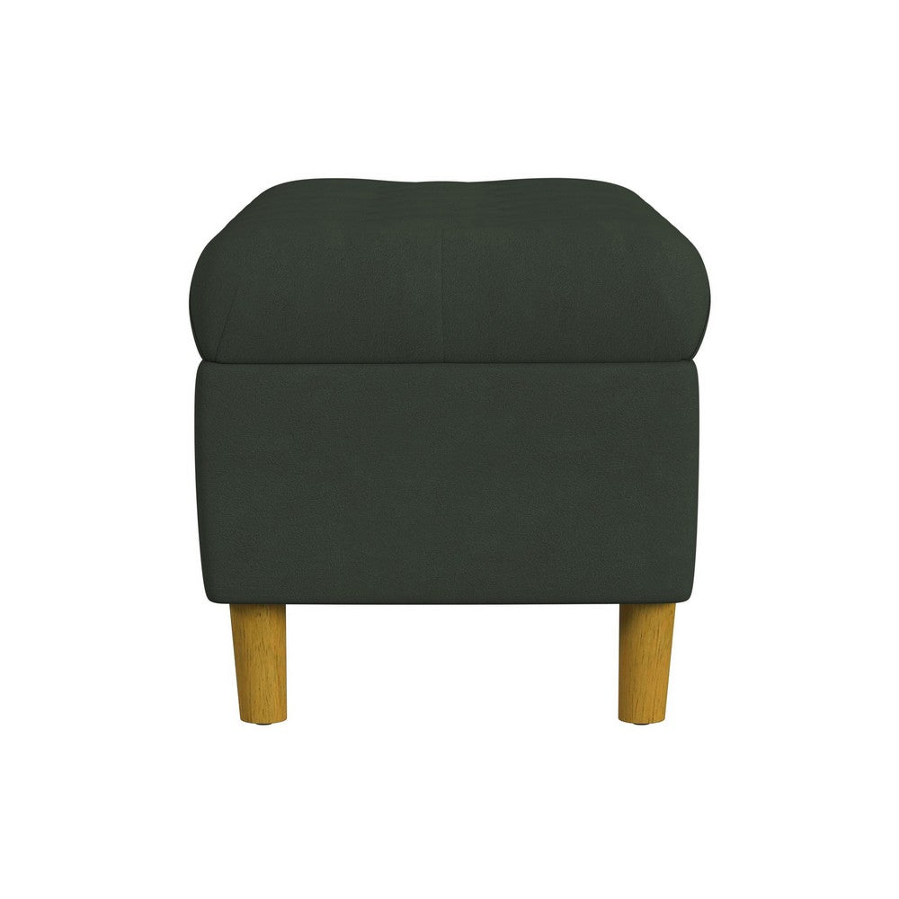 Sol Storage Bench Ottoman | Forest Green Soft Velvet | Brown | 40"