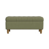 Sol Storage Bench Ottoman | Light Sage Green Velvet | Brown | 40"