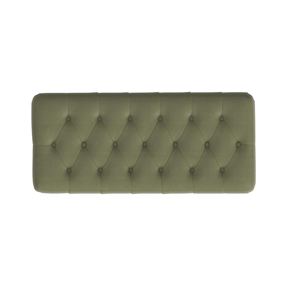 Sol Storage Bench Ottoman | Light Sage Green Velvet | Brown | 40’’