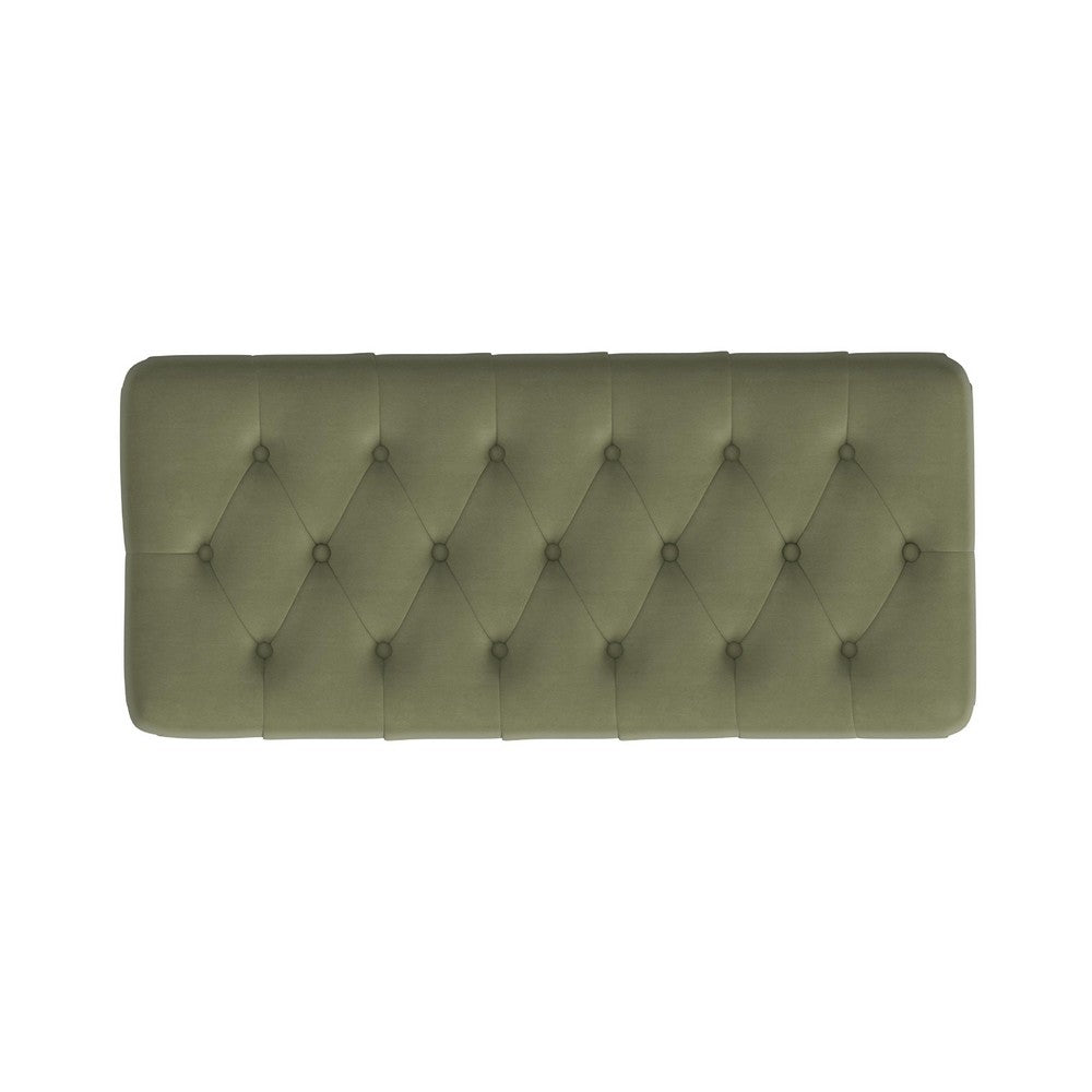Sol Storage Bench Ottoman | Light Sage Green Velvet | Brown | 40"