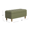 Sol Storage Bench Ottoman | Light Sage Green Velvet | Brown | 40"
